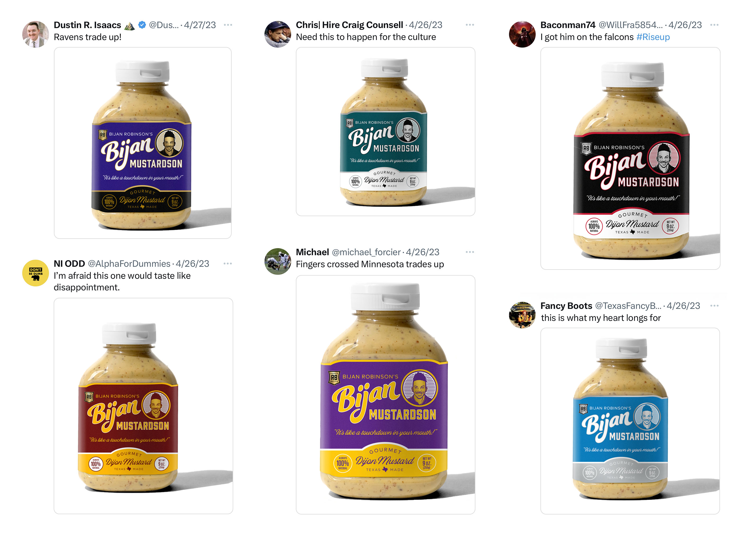 bijan mustardson rookie bottle tweets