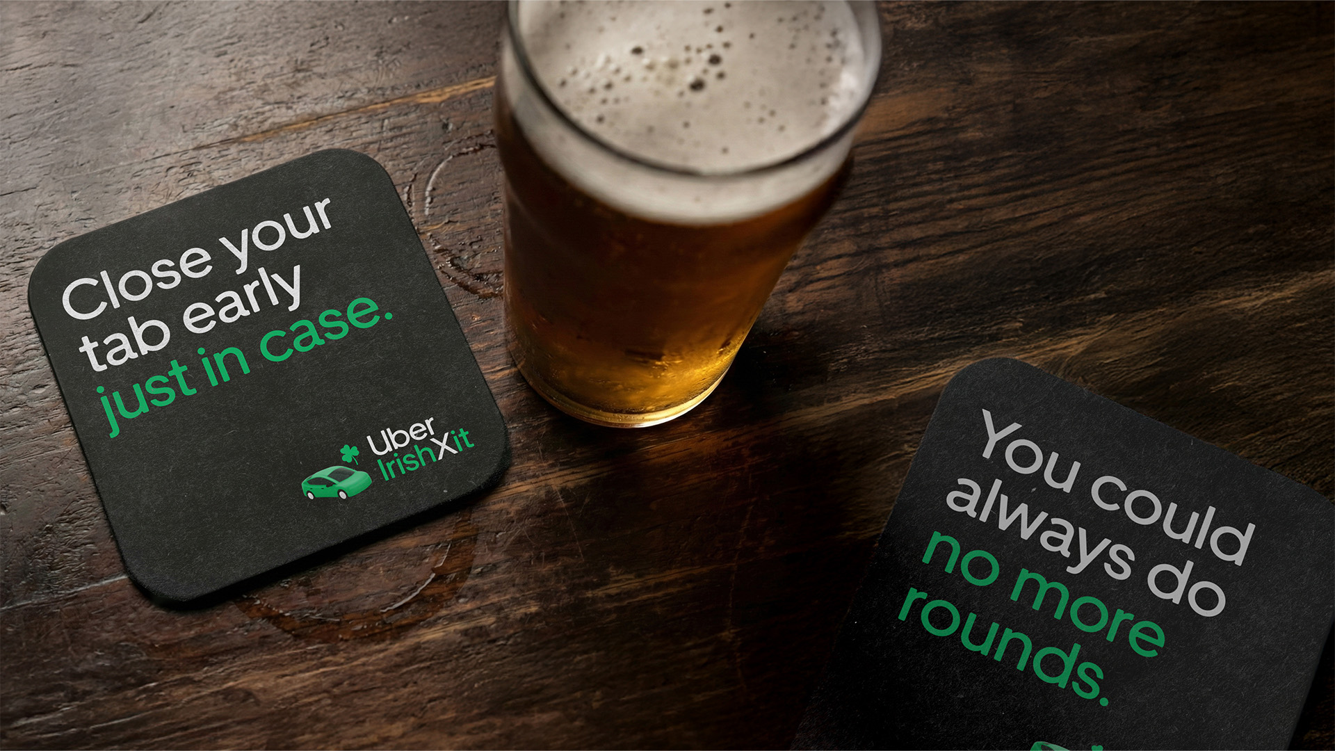uber irishxit coasters in bar