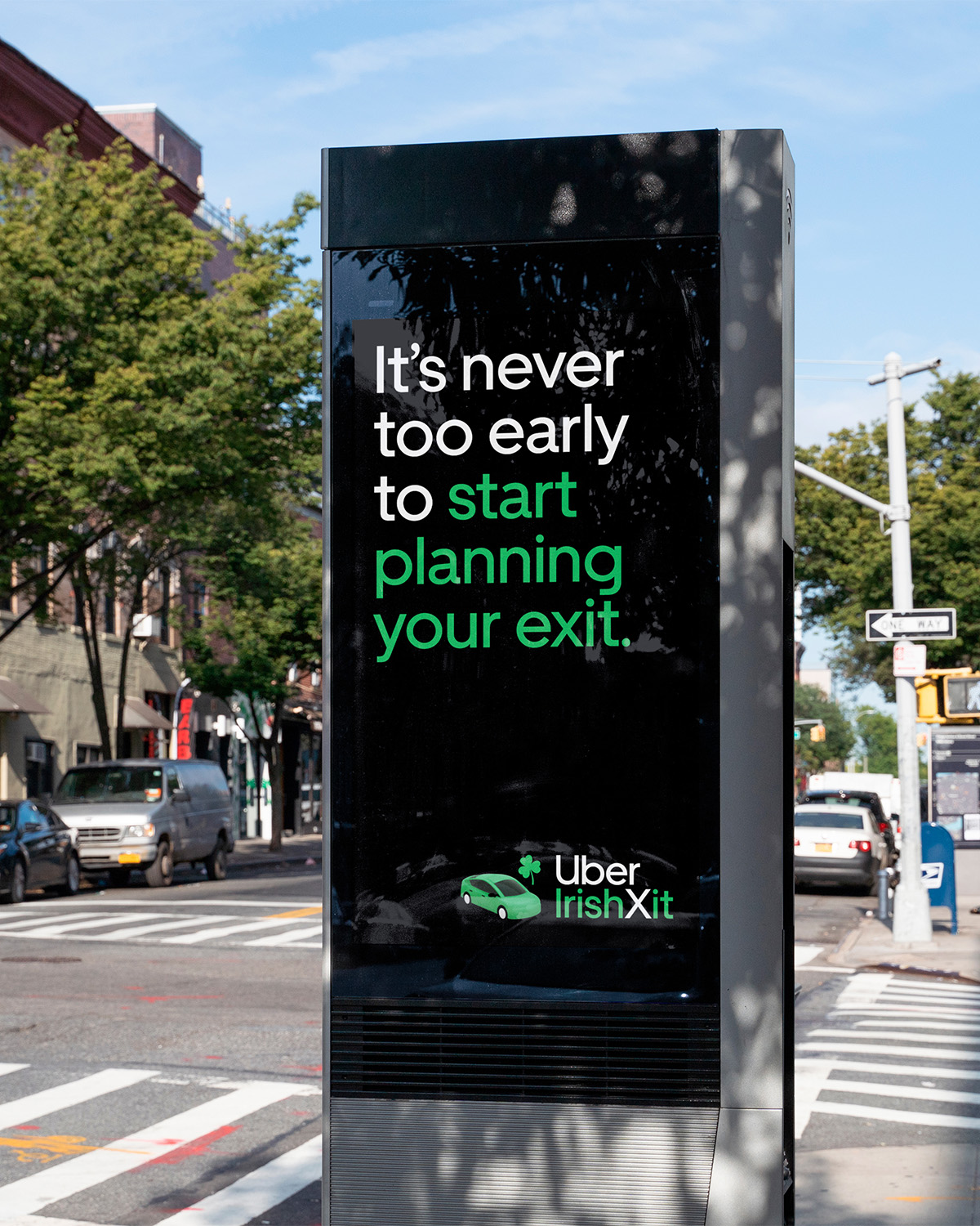 uber irishxit digital billboard during the day